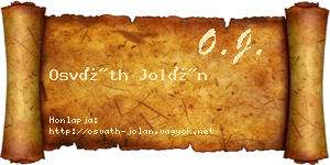 Osváth Jolán névjegykártya
